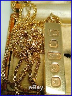 9ct Gold Ingot/bar On Box Link Belcher Chain/necklace