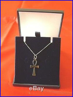 9ct Gold Ladies Ankh And Curb Chain Fully Hallmarked Uk Made