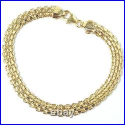 9ct Gold Ladies Bracelet Woven Flat Yellow NEW 6mm Wide 3.7g 7.5 Inches