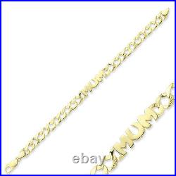 9ct Gold Ladies Mum Bracelet Solid Identity Curb Name Chain ID Gift Box