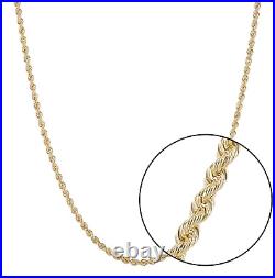 9ct Gold Ladies Rope Chain Necklace 20 inch 2mm Width UK Hallmarked