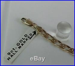 9ct Gold Ladies Solid Double Curb Bracelet. 7.25 Inch. Hallmarked. 5.1 Grammes