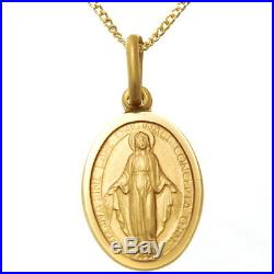 9ct Gold Miraculous Mary Medal Pendant Necklace With 18 Chain Madonna Medal