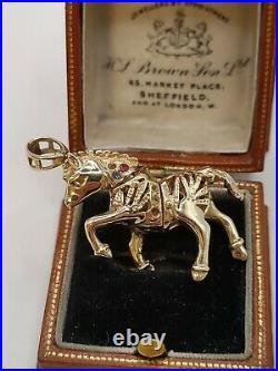 9ct Gold Moving Articulated Galloping Horse Pendant For Chain