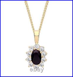 9ct Gold Natural Sapphire Cluster Pendant Necklace + 18 inch Gold Chain UK Made