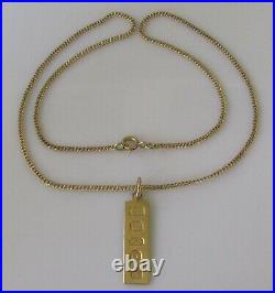 9ct Gold Necklace 9ct Gold Hallmarked Ingot Pendant & 9ct Gold Curb Chain