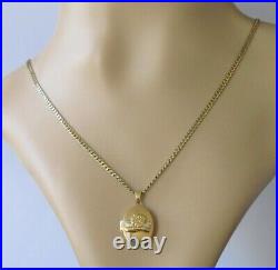 9ct Gold Necklace 9ct Gold Locket Pendant With Cherub & Inscription & Chain
