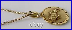 9ct Gold Necklace 9ct Gold Taurus Zodiac Sign Bull Round Pendant & Gold Chain