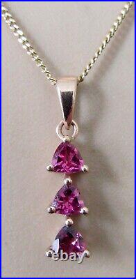 9ct Gold Necklace 9ct Rose Gold Tourmaline Column Pendant & 9ct Gold Chain