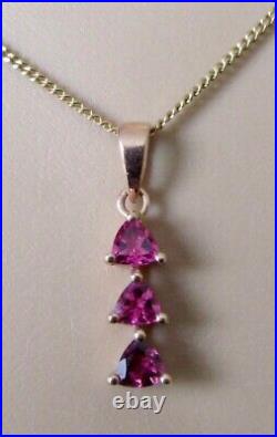 9ct Gold Necklace 9ct Rose Gold Tourmaline Column Pendant & 9ct Gold Chain