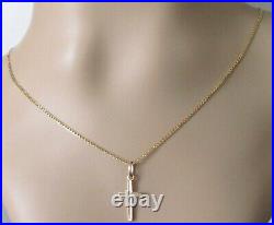 9ct Gold Necklace 9ct Yellow Gold Cross Pendant & 9ct Gold Flat Curb Chain
