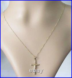 9ct Gold Necklace 9ct Yellow Gold Crucifix Cross Pendant & 9ct Gold Chain