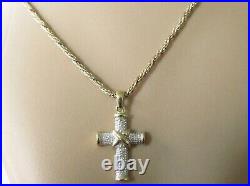 9ct Gold Necklace 9ct Yellow Gold Diamond Cross Pendant & 9ct Gold Chain
