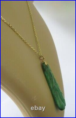 9ct Gold Necklace 9ct Yellow Gold Jade Pendant & Chain