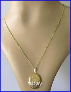 9ct Gold Necklace 9ct Yellow Gold Letter D Oval Locket/Pendant & Gold Chain