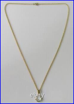 9ct Gold Necklace 9ct Yellow Gold Moonstone Pendant & 9ct Gold Curb Chain