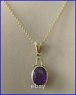 9ct Gold Necklace 9ct Yellow Gold Oval Amethyst Pendant & 9ct Gold Chain