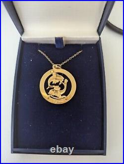 9ct Gold Necklace -9ct Yellow Gold Round Pisces Zodiac Sign Fish Pendant & Chain