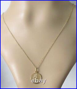 9ct Gold Necklace 9ct Yellow Gold St Christopher Round Pendant & 9ct Chain