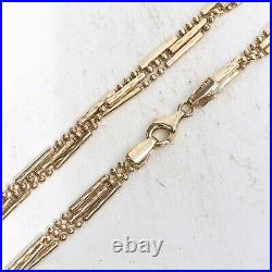 9ct Gold Necklace 9ct Yellow Gold Unique Fancy Link Bar Chain (17 inches)