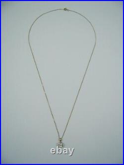 9ct Gold Necklace Diamond Solitaire Pendant with 18 Chain, Boxed