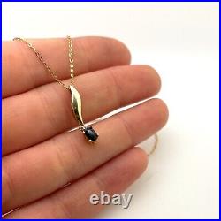9ct Gold Necklace Earring Set 9ct Yellow Gold Hallmarked Sapphire Dia Set 18
