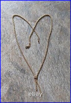 9ct Gold Necklace lariat lassoo Rope Chain Tassels 18