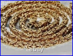 9ct Gold On Silver Byzantine Chain Necklace 26 Inch Men's / Ladies