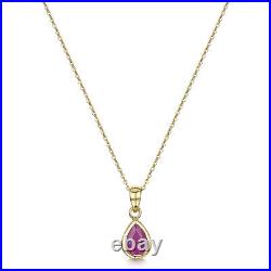 9ct Gold Pearshape Rubover Set Ruby Pendant & 9ct Gold 18'' Chain