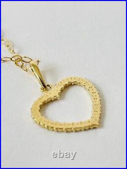 9ct Gold Pendant Necklace Heart With 18 Inch Trace Chain Women's Jewellery UK