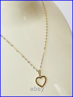 9ct Gold Pendant Necklace Heart With 18 Inch Trace Chain Women's Jewellery UK