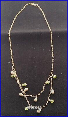 9ct Gold & Peridot Fringe Necklace By Pia