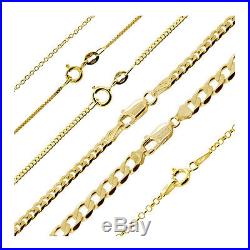 9ct Gold Plated Sterling Silver Curb Belcher Trace Figaro Chain Necklace 16-40