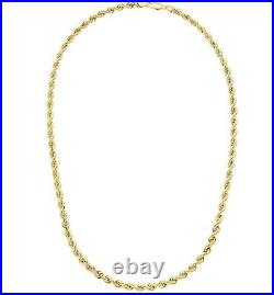 9ct Gold ROPE Chain Necklace 4MM 18 20 22 24 26 30 inch