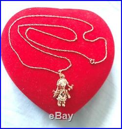 9ct Gold Rag doll pendant on 18 9ct gold chain