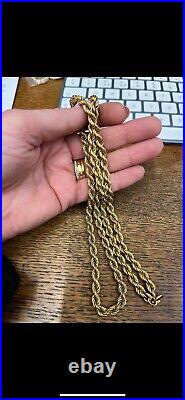 9ct Gold Rope Chain 285mm 33.8g Full Uk Hallmarks