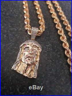 9ct Gold Rope Chain Jesus Pendant