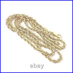 9ct Gold Rope Chain UK Hallmarked 17.25 Inches Long 2mm Wide 3.1g