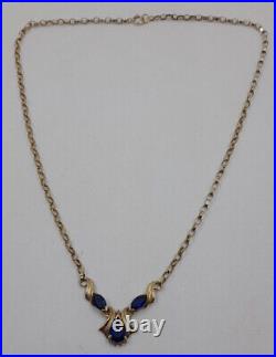 9ct Gold Sapphire & Diamond Vintage Hallmarked Pendant