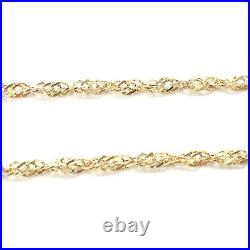 9ct Gold Singapore Chain Thin Twisted Style Links 1.5mm 24 22 20 18 16