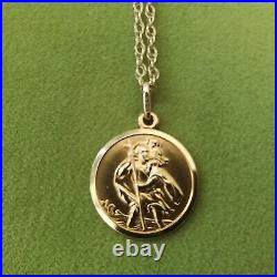 9ct Gold St Christopher and 18in Chain 6grms