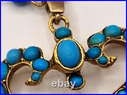 9ct Gold Stunning Turquoise Heart Pendant & Chain. 7.5 Grams