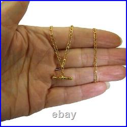 9ct Gold T Bar Figaro 18 Chain Necklace