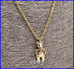 9ct Gold Teddybear Pendant on 9ct Gold Rope Chain/Necklace