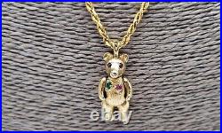 9ct Gold Teddybear Pendant on 9ct Gold Rope Chain/Necklace