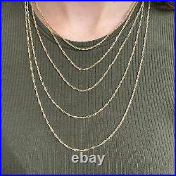 9ct Gold Twisted Chain Thin Singapore Style Links 1.5mm 24 22 20 18 16