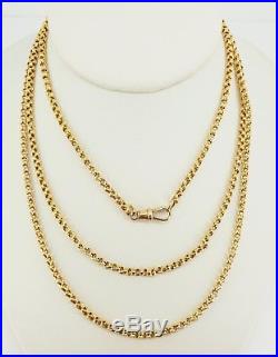 9ct Gold Victorian Fancy Belcher Link Muff / Guard Chain 44 Necklace. NICE1