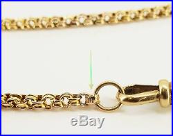 9ct Gold Victorian Fancy Belcher Link Muff / Guard Chain 44 Necklace. NICE1