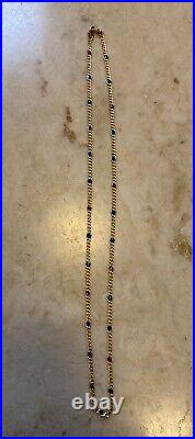9ct Gold Vintage Enamel Station Chain 18 Inches