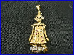 9ct Gold Women Doll / Clown 2 Stone Set 45mm Pendant Heavy 7.6g / Without Chain